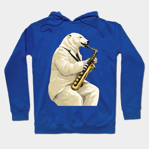 Polar Bear Playing Saxophone Hoodie by Graceful Designs